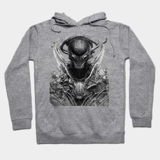 Alien warrior predator from outer space sci fi unique pen and ink design Hoodie